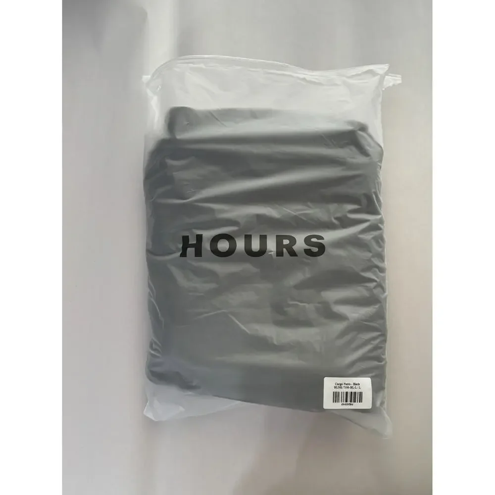 Hours Collection Mens Cargo Pants Size Large Black New 32x30 Y2K Wide Leg